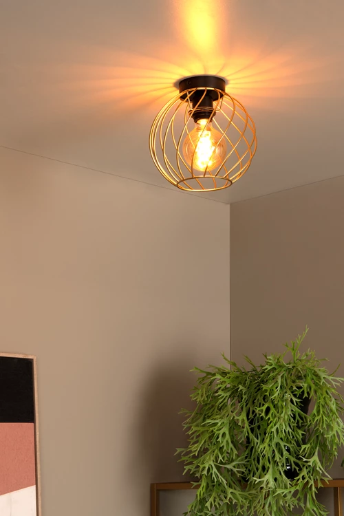 Lucide DANZA - Lámpara de techo - Ø 25 cm - 1xE27 - Oro mate / Latón - ambiente 1